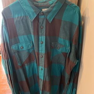 Arizona Jean Company Teal and Brown Checkered Shirt